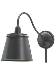 Hyde Park Swing-Arm Wall Lamp with Metal Shade in Oil-Rubbed Bronze.